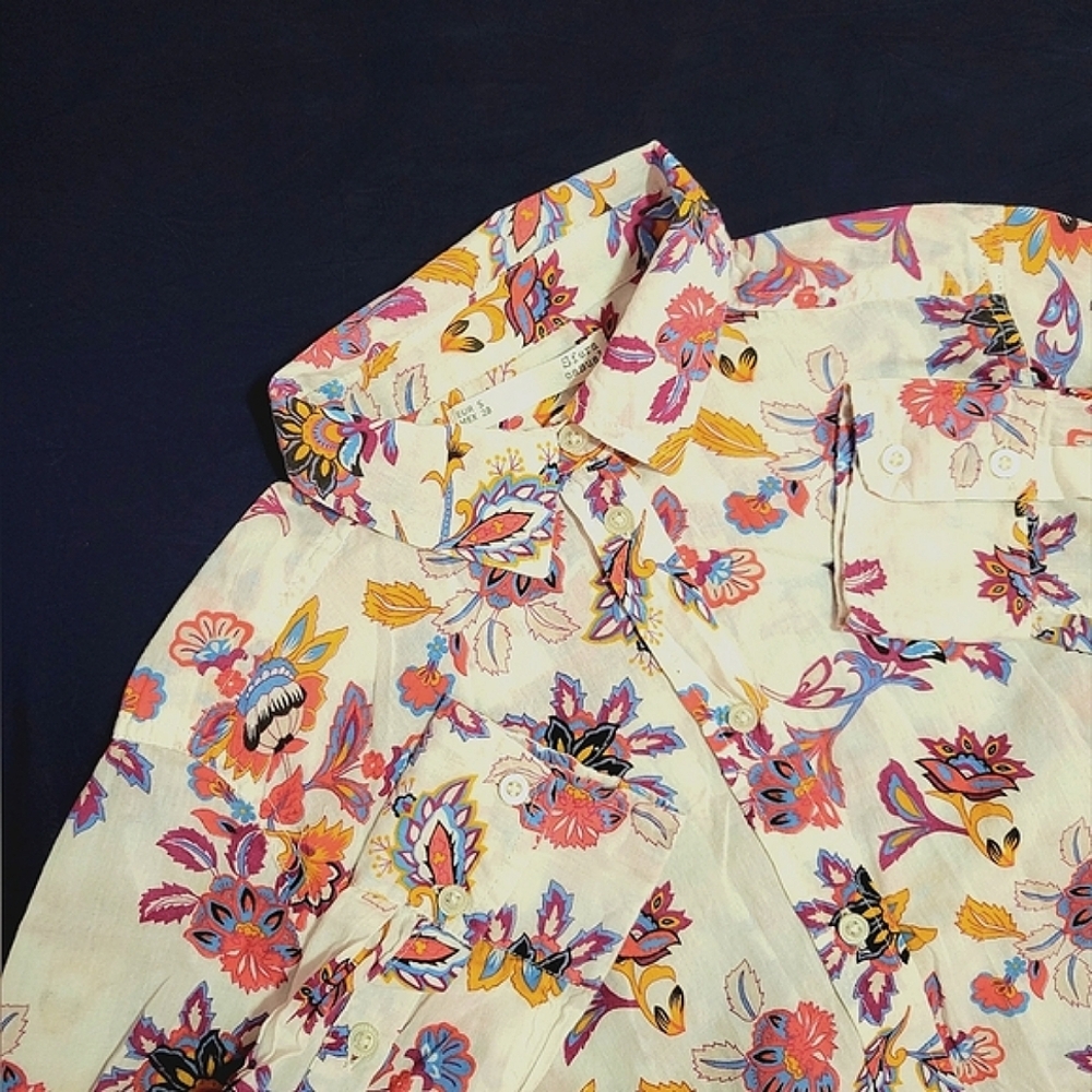 SFERA colourful floral patterned cotton button down shirt